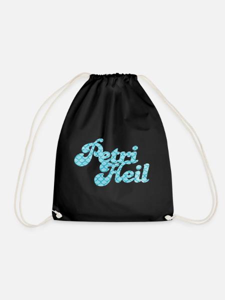 Petri Heil Angler Hobby Fische Schuppen Muster - Turnbeutel - Schwarz