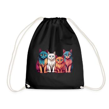 Cat Gang - Drawstring Bag - black - Front