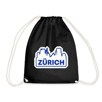 Zürich Skyline Logo Druck - Turnbeutel - Schwarz - Vorne