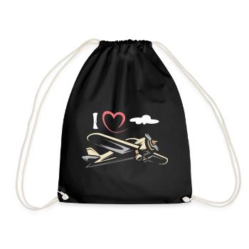 Airplane Love - Symbole de l’aviation et des pilotes - Sac de sport léger - noir - Devant