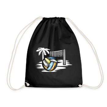 Volleyball am Strand - Beachvolleyball Symbol - Turnbeutel - Schwarz - Vorne