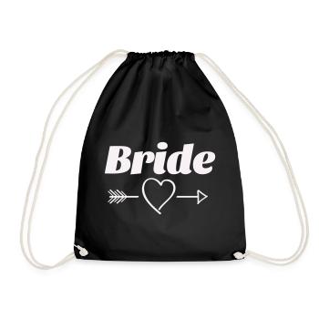 Bridal Heart Arrow Design - Drawstring Bag - black - Front