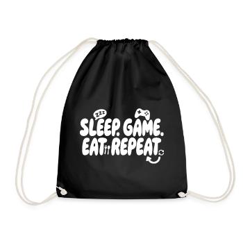 Répétition de la nourriture du jeu de sommeil - Sac de sport léger - noir - Devant
