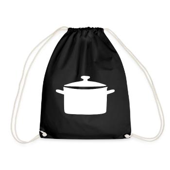 Kochtopf Topf kochen Symbol weiß Geschenk Koch  - Turnbeutel - Schwarz - Vorne