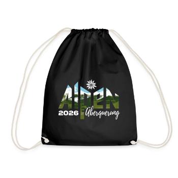 Alpen Überquerung 2026 - Wandern - Turnbeutel - Schwarz - Vorne