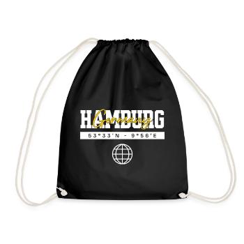 Hamburg Deutschland Koordinaten Reise Souvenir - Turnbeutel - Schwarz - Vorne