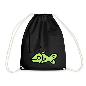 Fish fish hook - Drawstring Bag - black - Front