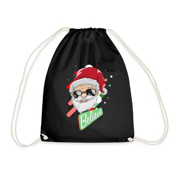 Nikolaus Santa Claus Weihnachtsmann - Turnbeutel - Schwarz - Vorne