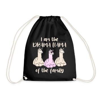 Drama Lama Rosa Spruch Drama Llama Of The Family - Turnbeutel - Schwarz - Vorne