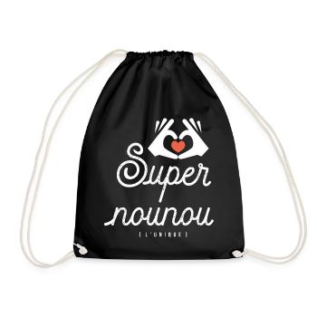 SUPER NOUNOU l'unique cadeau nourrice - Sac de sport léger - noir - Devant