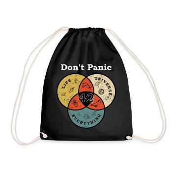 Don't Panic 42 Answer Question Life Universe Rest - Drawstring Bag - black - Front