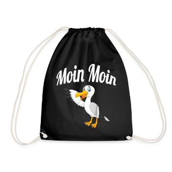 Moin Moin Möwe - Turnbeutel - Schwarz - Vorne
