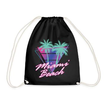 Miami Beach Florida Retro Synthwave - Drawstring Bag - black - Front