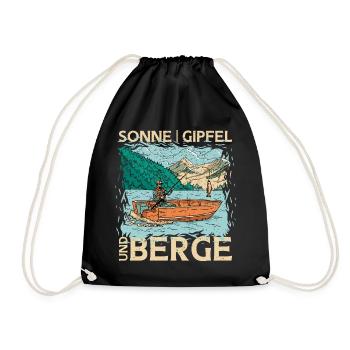 Sonne Gipfel und Berge. Wandern Design - Turnbeutel - Schwarz - Vorne