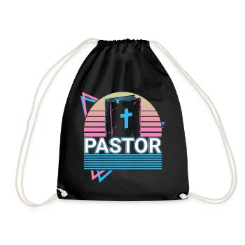 Pasteur Église Chrétienne Prédicateur Rétro Cadeau - Sac de sport léger - noir - Devant