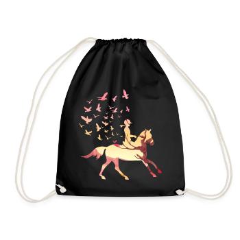 Équitation Oiseaux Nature Filles Femmes Chevaux - Sac de sport léger - noir - Devant