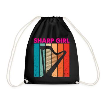 Harp design for harpist and harp player - Drawstring Bag - black - Front