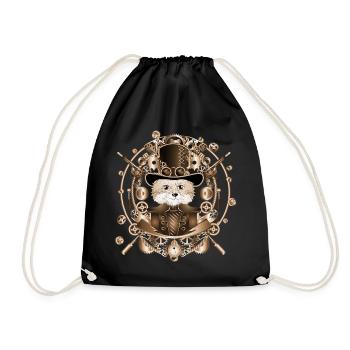 Renard steampunk avec chapeau cylindre dans le cadre - Sac de sport léger - noir - Devant
