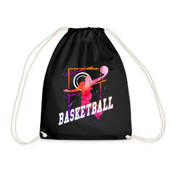 Basketball Basketballspieler Spieler Vintage Bunt - Turnbeutel - Schwarz - Vorne
