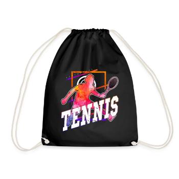 Tennis Tennis Player Ball Sport Vintage Retro - Drawstring Bag - black - Front