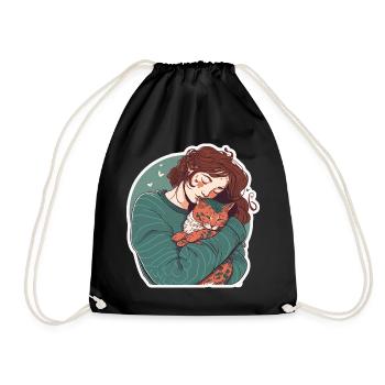 Katzenmama Katze Anime Kätzchen Liebe Frau Mama - Turnbeutel - Schwarz - Vorne