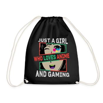 Just a Girl: Anime und Gaming - Turnbeutel - Schwarz - Vorne