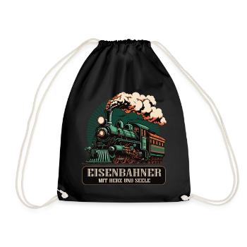 Eisenbahner mit Herz und Seele - Turnbeutel - Schwarz - Vorne