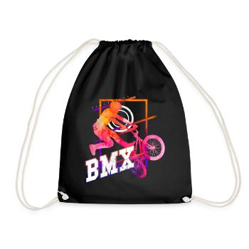 BMX Bike Biker Stunt Trick Freestyle Sport - Drawstring Bag - black - Front