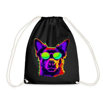 Stylish four-legged friend with sunglasses - Drawstring Bag - black - Front