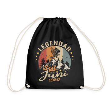 Legendär seit Juni 1980 - Geburtstag 1980 - Turnbeutel - Schwarz - Vorne