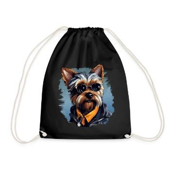 Urban Tinker: Streetwise Yorkshire Terrier Vibes - Drawstring Bag - black - Front