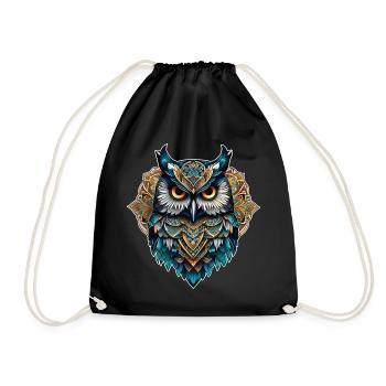 Coole Steampunk Eule - Turnbeutel - Schwarz - Vorne