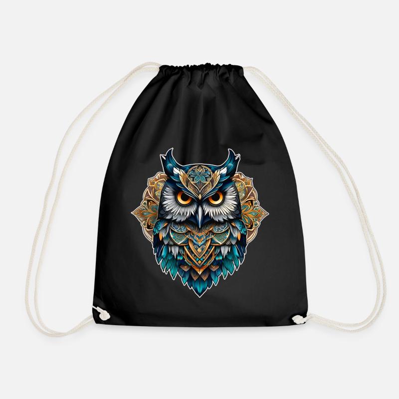Coole Steampunk Eule - Turnbeutel - Schwarz