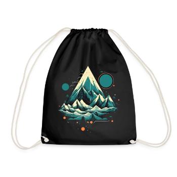 Fascinating mountain landscape with northern lights - Drawstring Bag - black - Front