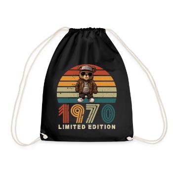 Limited Edition 1970 Baujahr Geburtstag Vintage - Turnbeutel - Schwarz - Vorne
