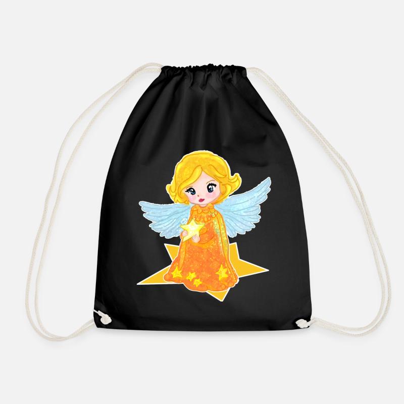 Kawaii Engelchen mit Stern - Turnbeutel - Schwarz