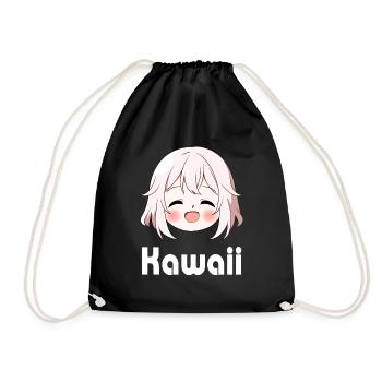 Mignon Souriant Anime Emoji Kawaii - Chemise Anime - Sac de sport léger - noir - Devant