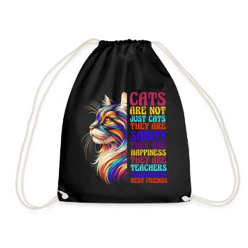 Cats Are Friends Cat Mom Cat Friend Kitten - Drawstring Bag - black - Front