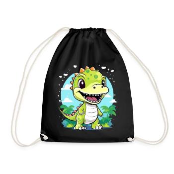 cute dinosaur, dino, little t-rex for kids - Drawstring Bag - black - Front