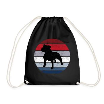 Staffy Breed Dog Retro Animal Staffordshire Bull - Drawstring Bag - black - Front