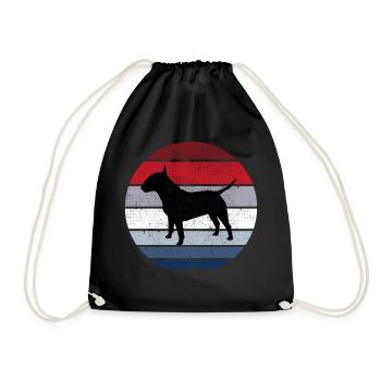 Bull Terrier Breed Dog Retro Funny Animal - Drawstring Bag - black - Front