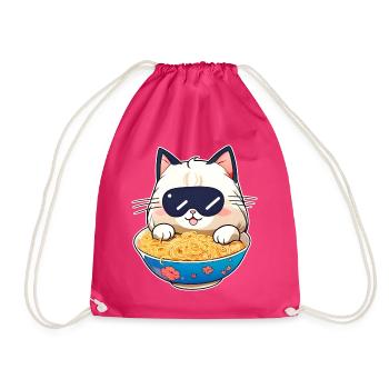 Niedliche Katze mit Ramen Suppe - Turnbeutel - Fuchsia - Vorne