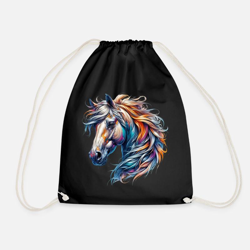 Horse - Drawstring Bag - black