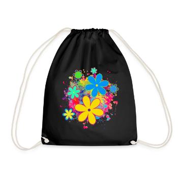 flower power - stay positive- Nature Love - Turnbeutel - Schwarz - Vorne