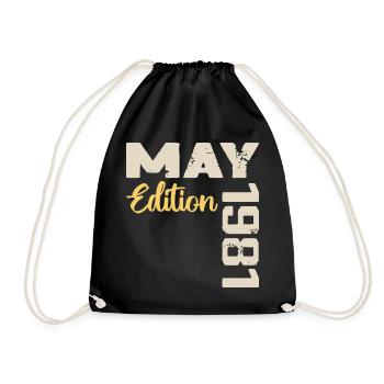 Mai 1981 Geburtstag Mai 1981 Geschenk Mai 1981 Mai - Turnbeutel - Schwarz - Vorne