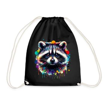 Raccoon - Drawstring Bag - black - Front