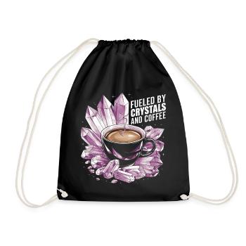 Strength through crystals and caffeine - Drawstring Bag - black - Front
