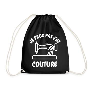 Je peux pas j'ai couture - Sac de sport léger - noir - Devant