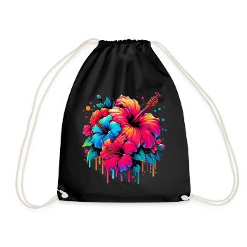 Hibiscus Flowers - Drawstring Bag - black - Front