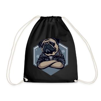 Mops Hund - Turnbeutel - Schwarz - Vorne